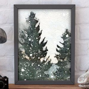 8x10 warercolor picture‎ print in photo paper with black frame!!